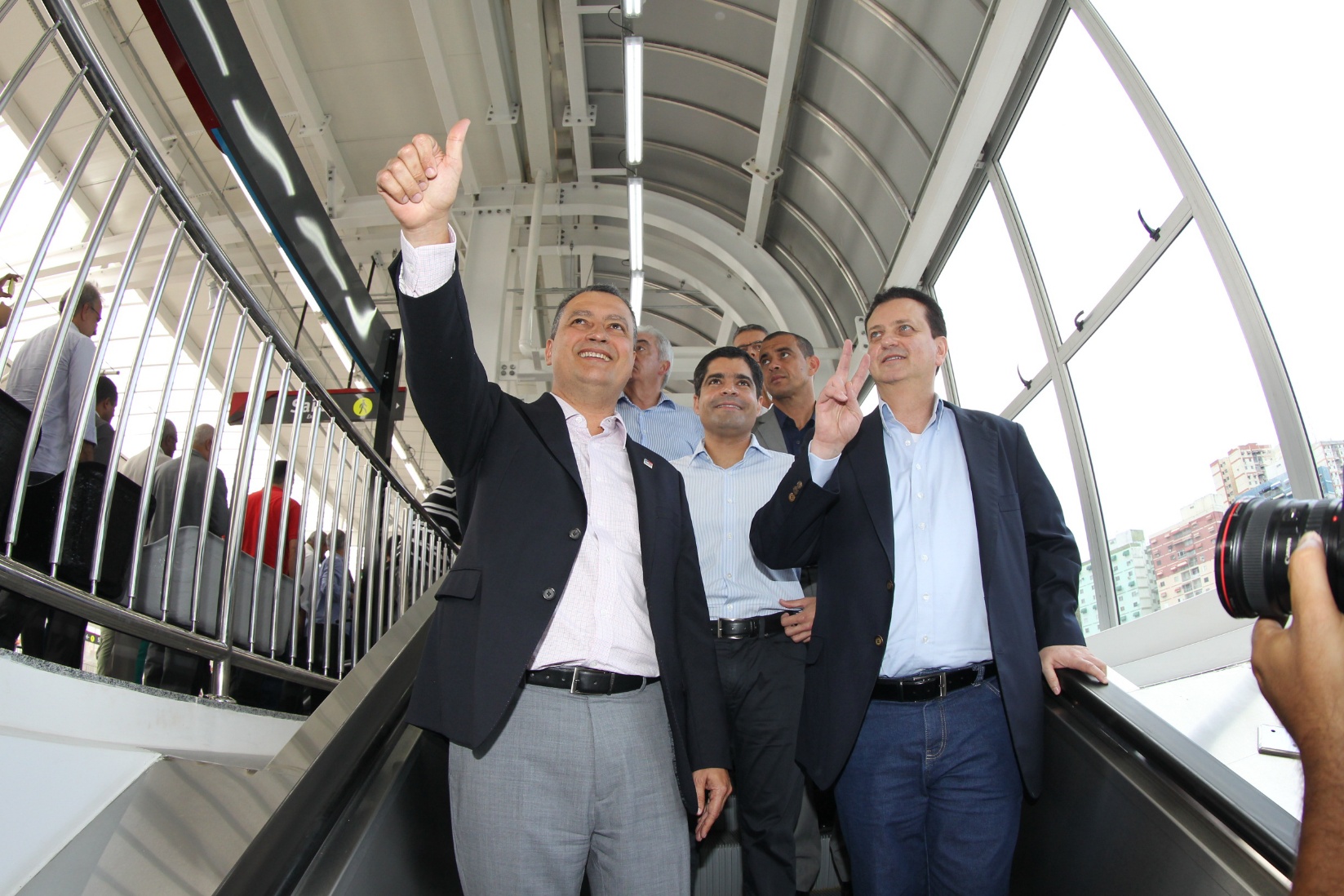 Governador Rui Costa, prefeito Antônio Carlos Magalhães Neto e o ministro Gilberto Kassab.