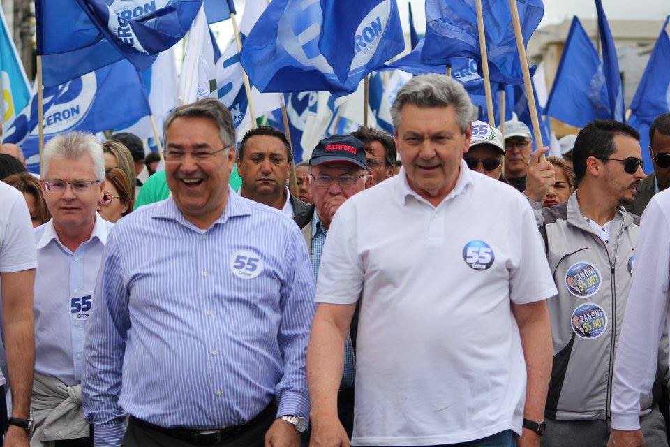 O governador Raimundo Colombo e Antônio Ceron, prefeito eleito de Lages.